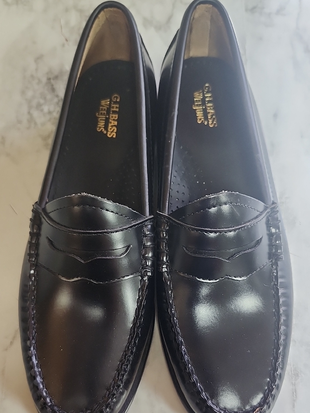 G.H. Bass & Co. Shiny Black Leather Penny Loafers